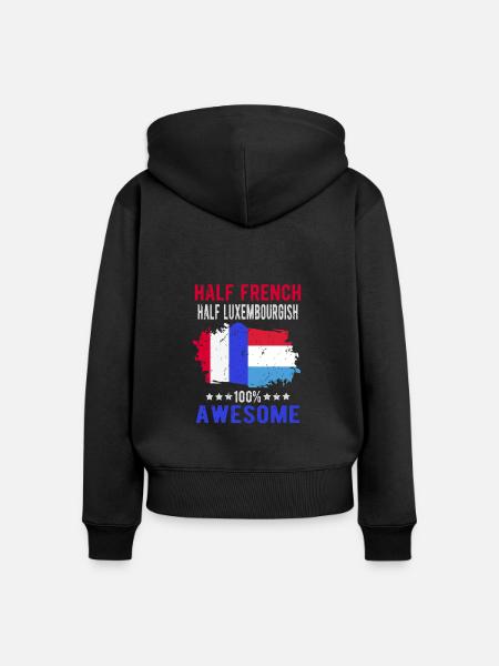 Halb Franzose Halb Luxemburger - Frauen Premium Bio Zip Hoodie - Schwarz