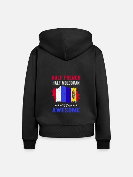 Halb Franzose Halb Moldawier - Frauen Premium Bio Zip Hoodie - Schwarz