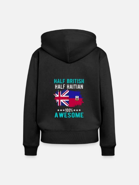 Halb Brite Halb Haitianer - Frauen Premium Bio Zip Hoodie - Schwarz