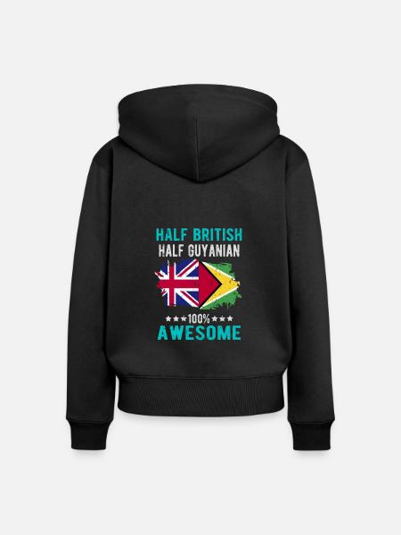 Halb Brite Halb Guyaner - Frauen Premium Bio Zip Hoodie - Schwarz