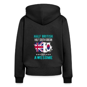 Moitié Britannique moitié Sud-Coréens - Sweat à capuche zippé Premium bio Femme - noir - Dos - Julia (174cm)