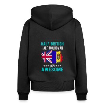 Halb Brite Halb Moldawier - Frauen Premium Bio Zip Hoodie - Schwarz - Hinten - Julia (174cm)