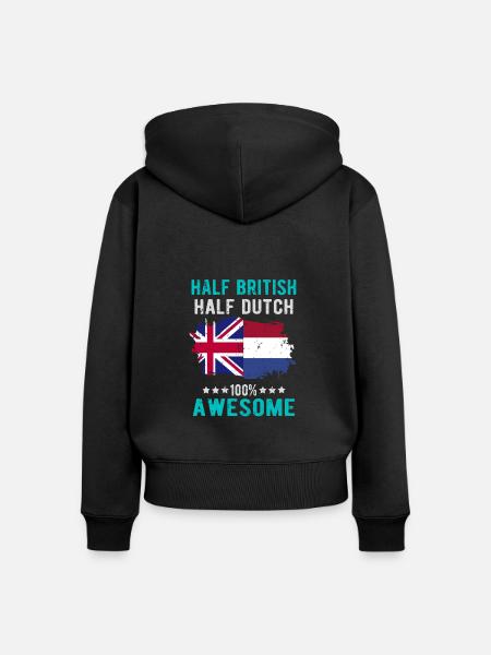 Halb Brite Halb Niederländer - Frauen Premium Bio Zip Hoodie - Schwarz