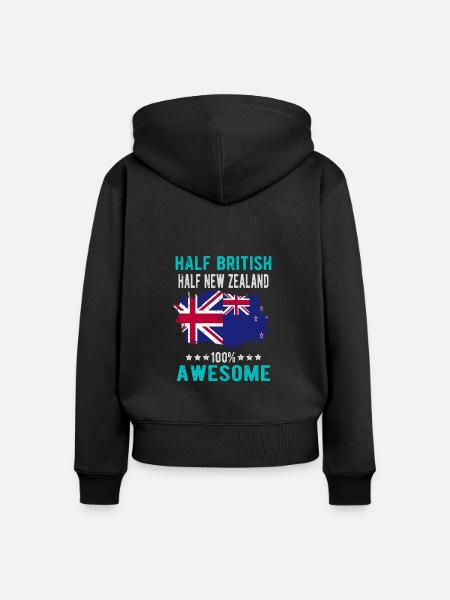 Halb Brite Halb Neuseeländer - Frauen Premium Bio Zip Hoodie - Schwarz