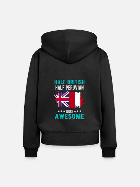 Halb Brite Halb Peruaner - Frauen Premium Bio Zip Hoodie - Schwarz