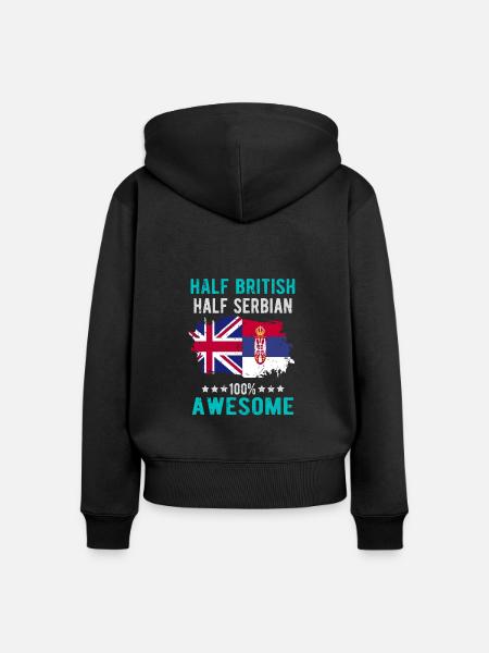 Halb Brite Halb Serbier - Frauen Premium Bio Zip Hoodie - Schwarz