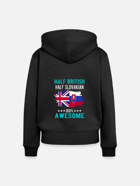 Halb Brite Halb Slowake - Frauen Premium Bio Zip Hoodie - Schwarz