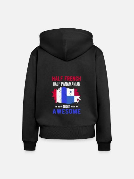 Halb Franzose Halb Panamese - Frauen Premium Bio Zip Hoodie - Schwarz