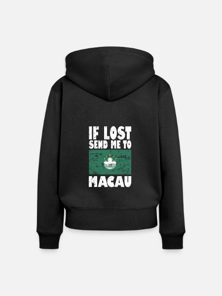Macau Flagge Spruch - Frauen Premium Bio Zip Hoodie - Schwarz