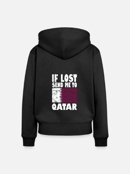 Katar Flagge Spruch - Frauen Premium Bio Zip Hoodie - Schwarz