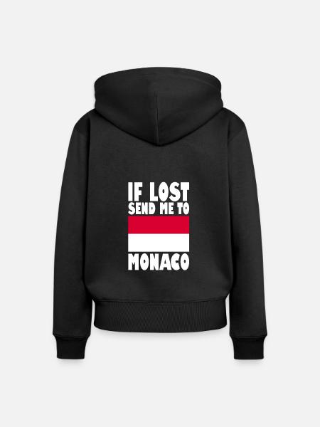 Monaco Flagge Spruch - Frauen Premium Bio Zip Hoodie - Schwarz