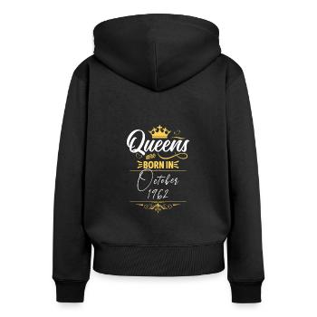 Oktober 1962 - 60. Geburtstag Geschenk. Frau. - Frauen Premium Bio Zip Hoodie - Schwarz - Hinten - Julia (174cm)