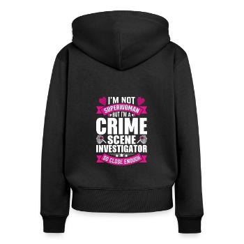 Spurensicherung - Kripo Polizei Kriminaltechnik - Frauen Premium Bio Zip Hoodie - Schwarz - Hinten - Julia (174cm)