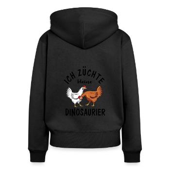 Hühnerliebhaber Geschenk Hühner lustig Hühnerstall - Frauen Premium Bio Zip Hoodie - Schwarz - Hinten - Julia (174cm)
