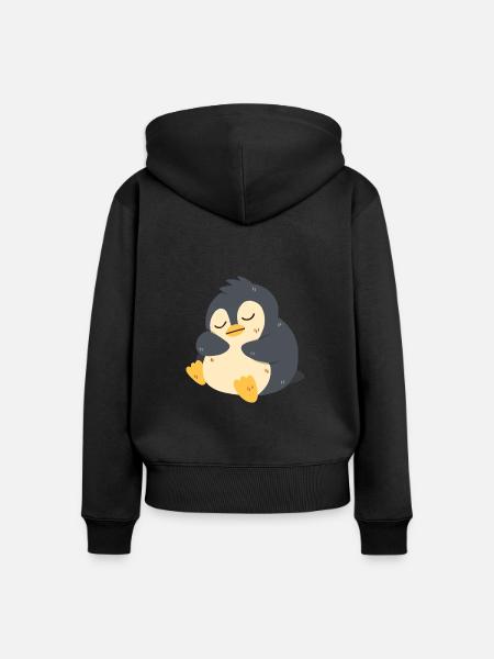 Pinguin schläft - Frauen Premium Bio Zip Hoodie - Schwarz