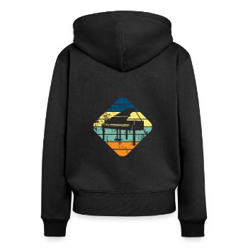 Piano - Sweat à capuche zippé Premium bio Femme - noir - Dos - Julia (174cm)