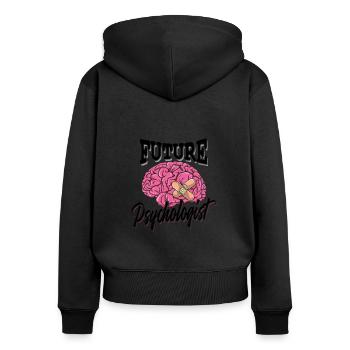 Futur psychologue - Thérapie Psychologie Cerveau - Sweat à capuche zippé Premium bio Femme - noir - Dos - Julia (174cm)