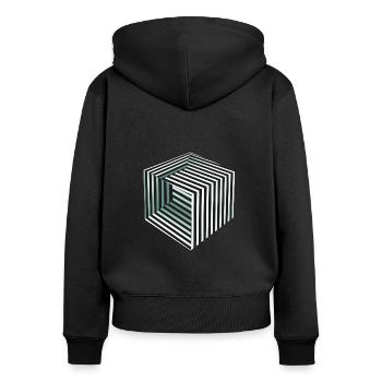 Striped Cube Illusion - Women's Premium Organic Zip Hoodie - black - Back - Julia (174cm)