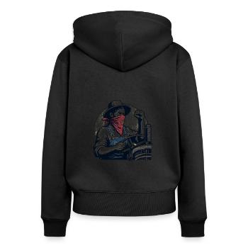 Agriculteur libre - Sweat à capuche zippé Premium bio Femme - noir - Dos - Julia (174cm)