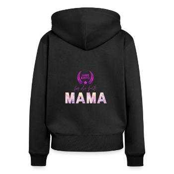 Award Winning für die beste MAMA - Frauen Premium Bio Zip Hoodie - Schwarz - Hinten - Julia (174cm)
