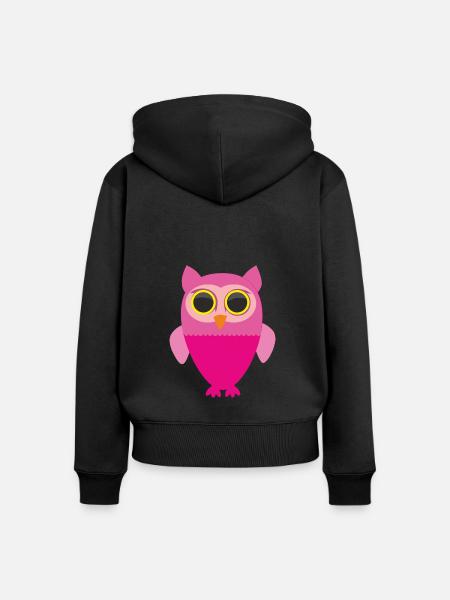 Rosa Eule - Frauen Premium Bio Zip Hoodie - Schwarz
