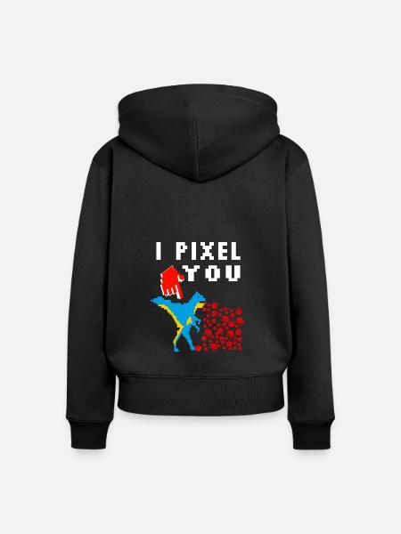 Pixel - Frauen Premium Bio Zip Hoodie - Schwarz