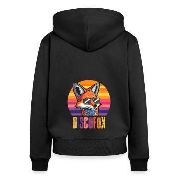 Retro Fuchs Tanzturnier Discofox Style - Frauen Premium Bio Zip Hoodie - Schwarz - Hinten - Julia (174cm)