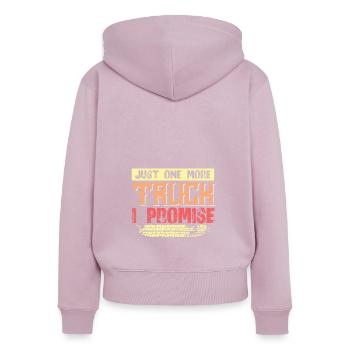 Dicton cool de camionneur - Sweat à capuche zippé Premium bio Femme - rose poudré - Dos - Julia (174cm)