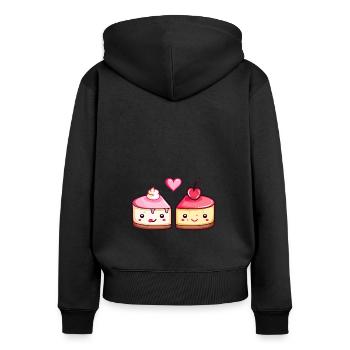 Cake Couple Cake Love Heart Funny - Women's Premium Organic Zip Hoodie - black - Back - Julia (174cm)