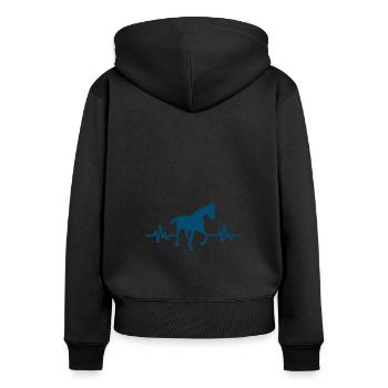 Herzschlag - Pferd Hengst Stute Ross Reitsport - Frauen Premium Bio Zip Hoodie - Schwarz - Hinten - Julia (174cm)
