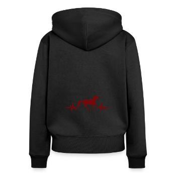 Herzschlag - Pferd Hengst Stute Ross Reitsport - Frauen Premium Bio Zip Hoodie - Schwarz - Hinten - Julia (174cm)