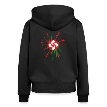 croix basque - Sweat à capuche zippé Premium bio Femme - noir - Dos - Julia (174cm)