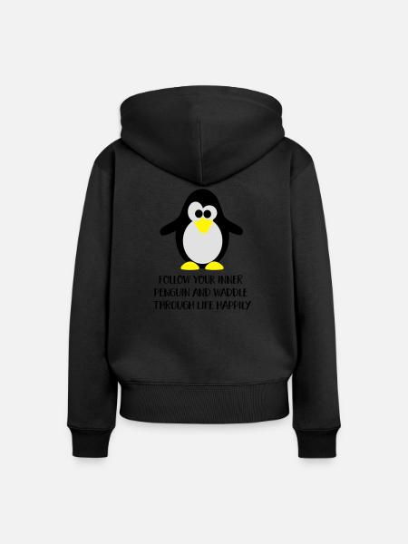 Pinguin - Frauen Premium Bio Zip Hoodie - Schwarz