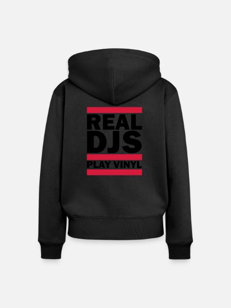 Real DJS PLAY VINYL - Frauen Premium Bio Zip Hoodie - Schwarz
