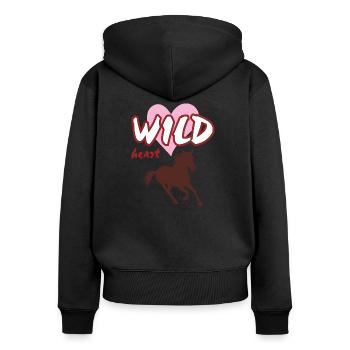 Silhouette eines laufenden Pferdes Wild Heart - Frauen Premium Bio Zip Hoodie - Schwarz - Hinten - Julia (174cm)