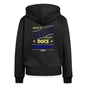 computer language - Frauen Premium Bio Zip Hoodie - Schwarz - Hinten - Julia (174cm)