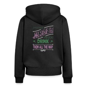 Noël Vacances Dork Humour Animal Beer Cadeau - Sweat à capuche zippé Premium bio Femme - noir - Dos - Julia (174cm)
