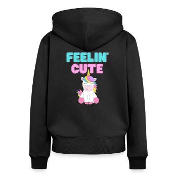 Mignon - Sweat à capuche zippé Premium bio Femme - noir - Dos - Julia (174cm)