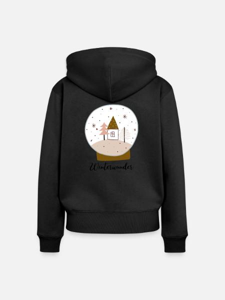 Weihnachtswunder Aufdruck Glaskugel - Frauen Premium Bio Zip Hoodie - Schwarz
