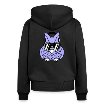 Coole Süße DJ Eule Party Club Musik Eulen Vogel - Frauen Premium Bio Zip Hoodie - Schwarz - Hinten - Julia (174cm)