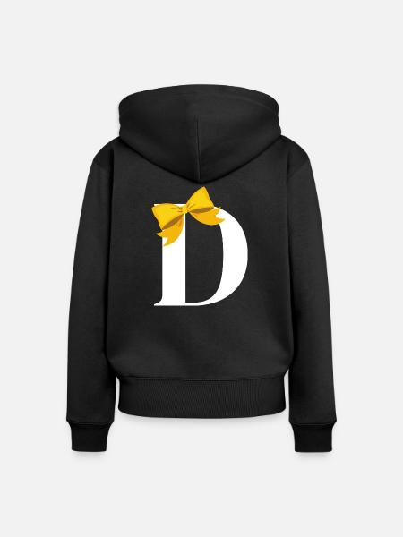 Buchstabe d gelber Knoten - Frauen Premium Bio Zip Hoodie - Schwarz