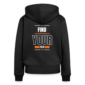 Find Your Path - Women's Premium Organic Zip Hoodie - black - Back - Julia (174cm)