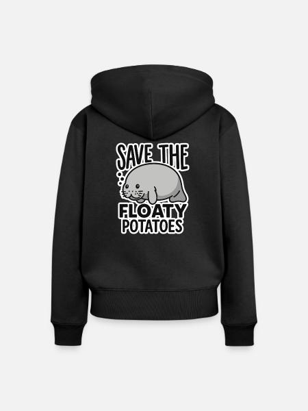 Save the floaty potatoes - Frauen Premium Bio Zip Hoodie - Schwarz