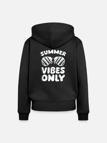 summer vibes only - Frauen Premium Bio Zip Hoodie - Schwarz