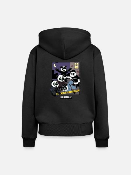 Pandas 4 Leben - Frauen Premium Bio Zip Hoodie - Schwarz