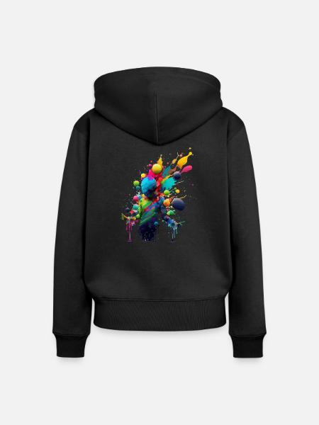 Farbexplosion - Frauen Premium Bio Zip Hoodie - Schwarz