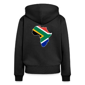 Afrique du Sud - Sweat à capuche zippé Premium bio Femme - noir - Dos - Julia (174cm)