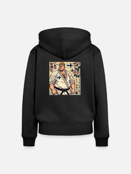 Finnisches Karate MASTER - Frauen Premium Bio Zip Hoodie - Schwarz