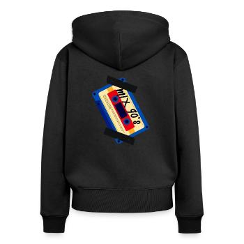 Mix 90er Casette - Frauen Premium Bio Zip Hoodie - Schwarz - Hinten - Julia (174cm)