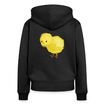 Les poussins - Sweat à capuche zippé Premium bio Femme - noir - Dos - Julia (174cm)